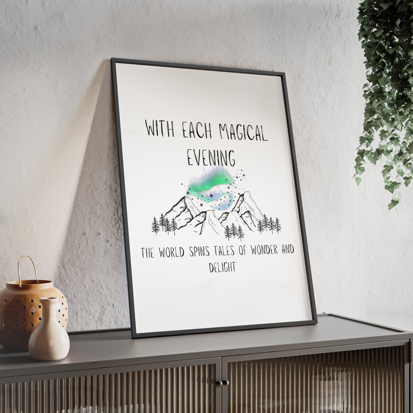 Magical Aurora Borealis Poster with Wooden Frame - Aurora Corner Shop