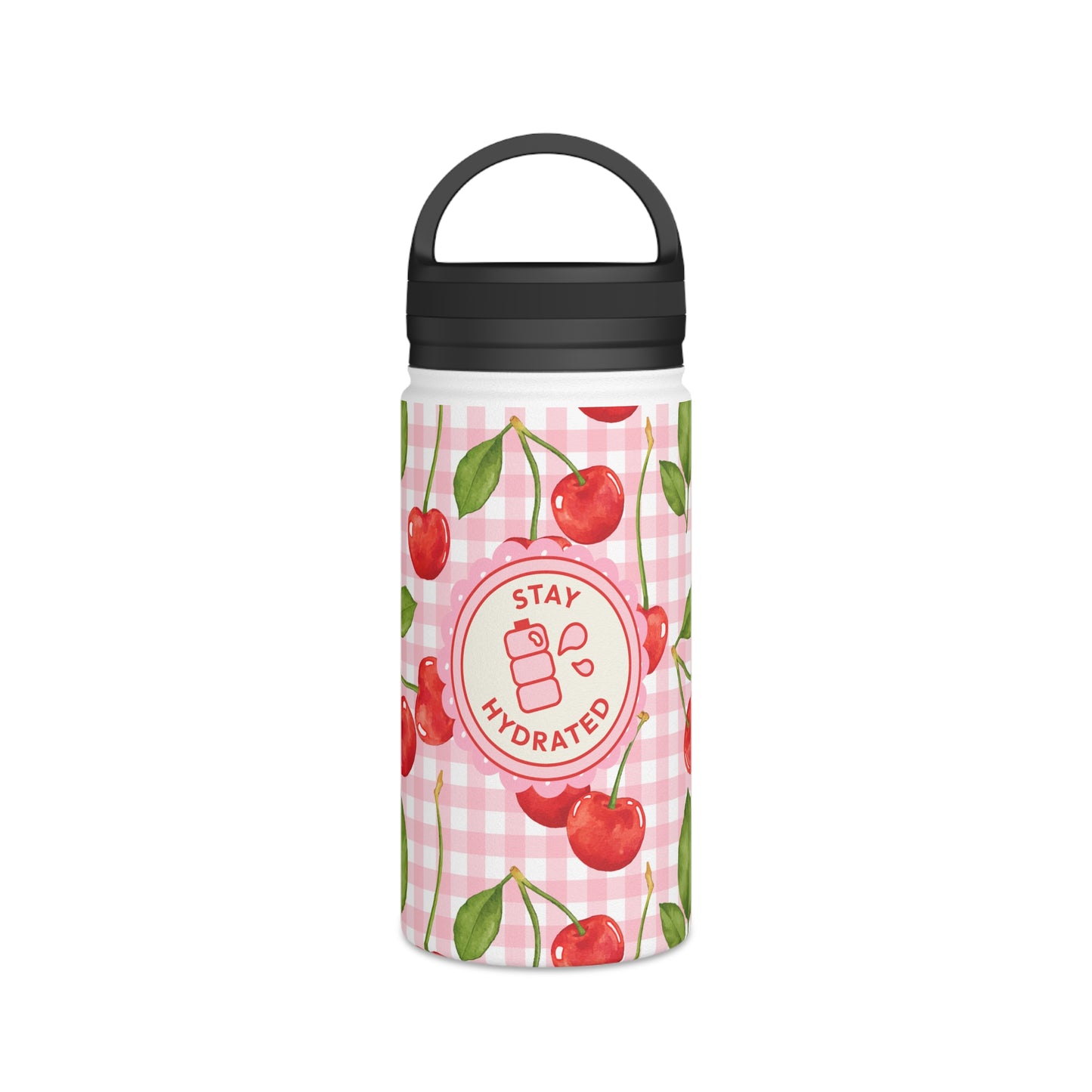 Cute Cherry Stainless Steel Water Bottle - Cherries tumbler - Pink waterbottle