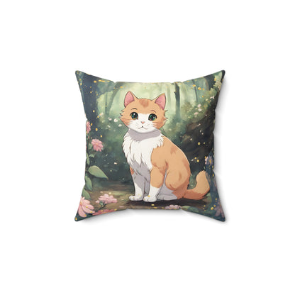 Anime kitty square pillow - Cute decorative pillow - Aurora Corner Shop