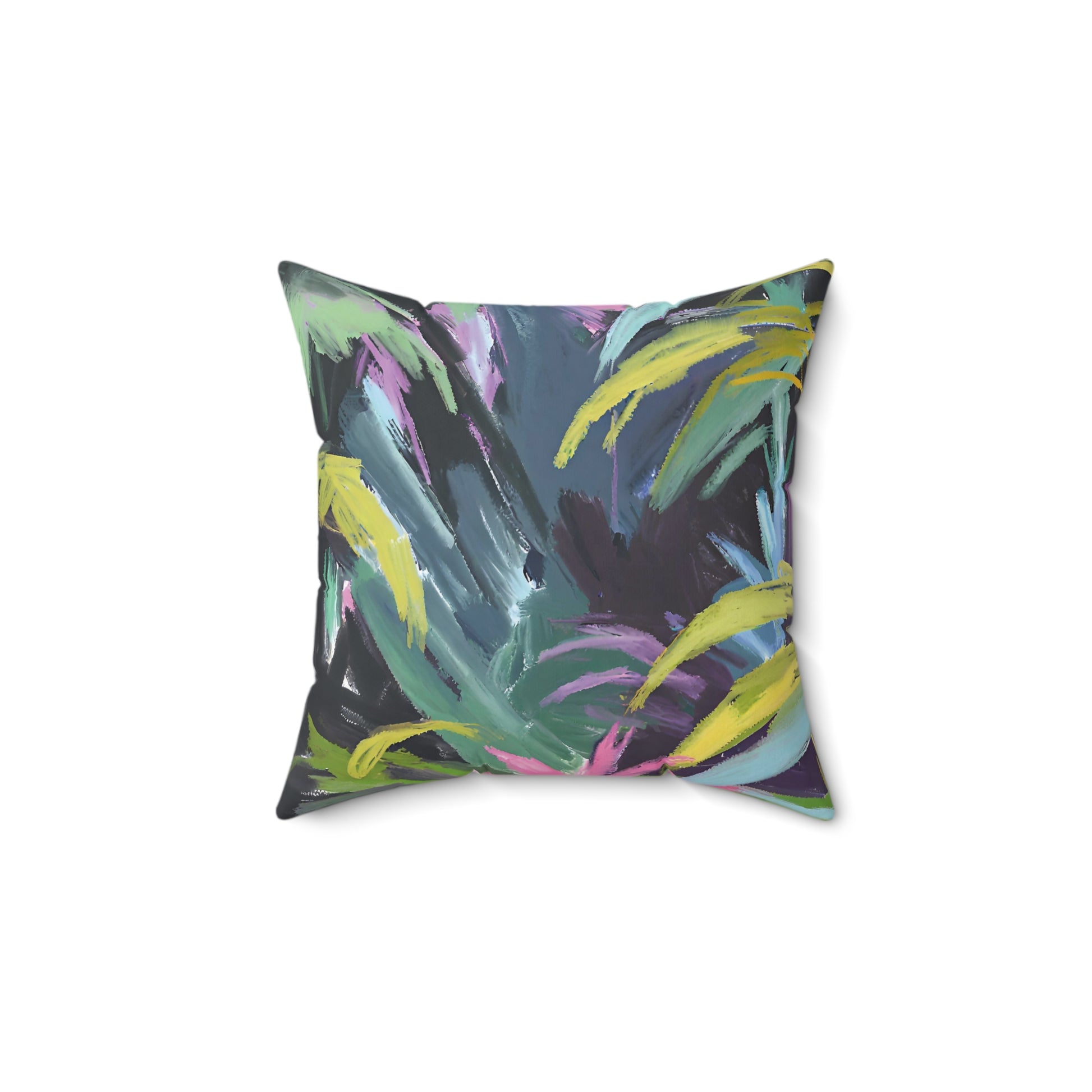 Neon Rainforest Faux Suede Square Pillow - Aurora Corner Shop