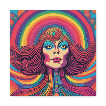 Psychedelic Boho Woman Canvas Art - Celebrate Bohemian Elegance - Matte Canvas wall art