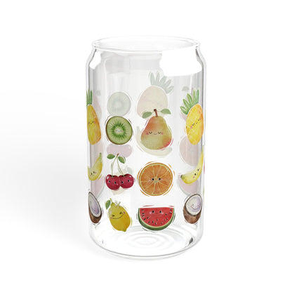 Cute Fruit Glass Cup 16oz With Lid And Straw Trendy Glass Tumbler Iced Coffee Cup Glass Coffee Cup Tumbler, Water Glass Gift For Best Friend