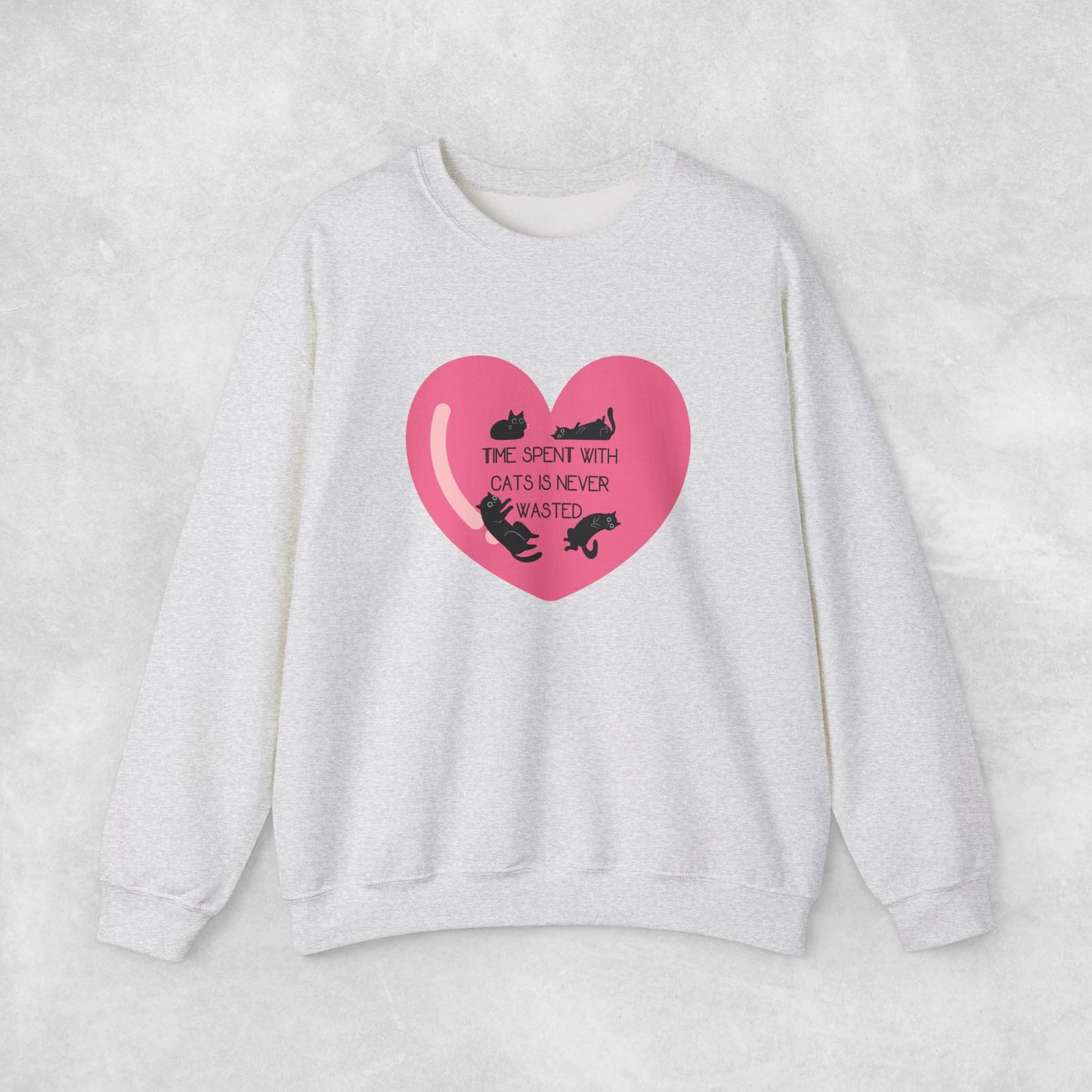 Time with spend with cats Crewneck Sweatshirt with heart design