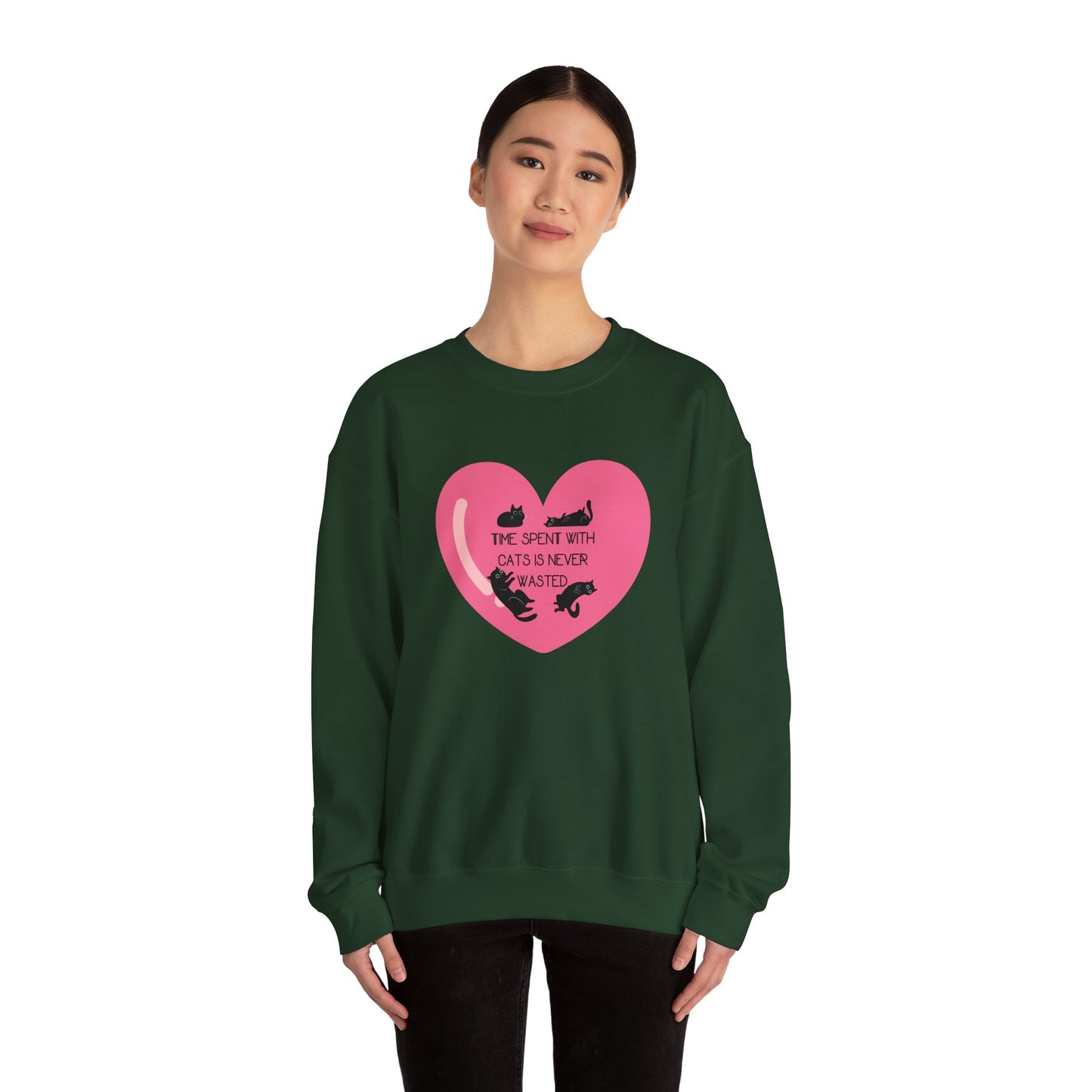 Time with spend with cats Crewneck Sweatshirt with heart design