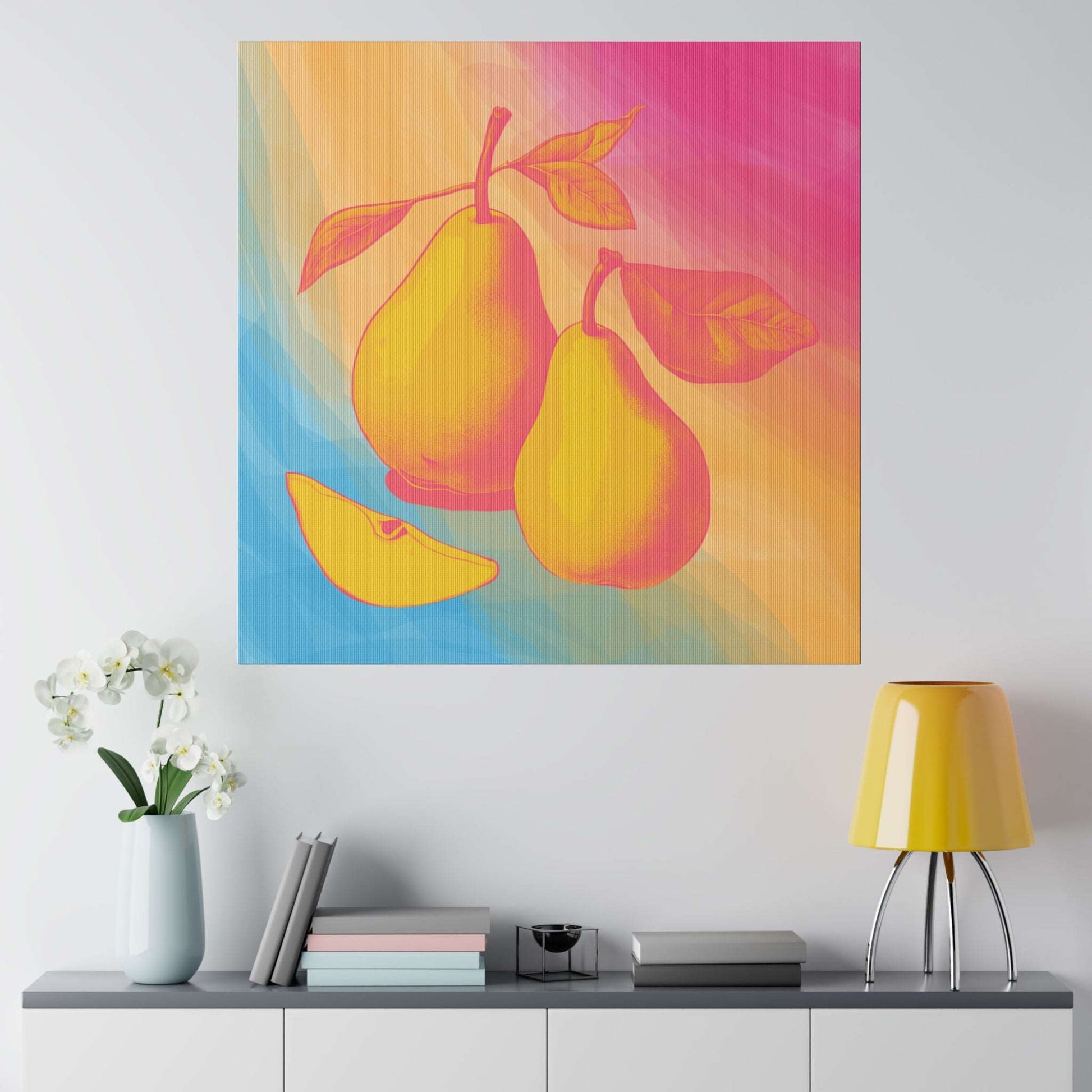 Color splash Pear Matte Canvas - fruit wall art - Aurora Corner Shop