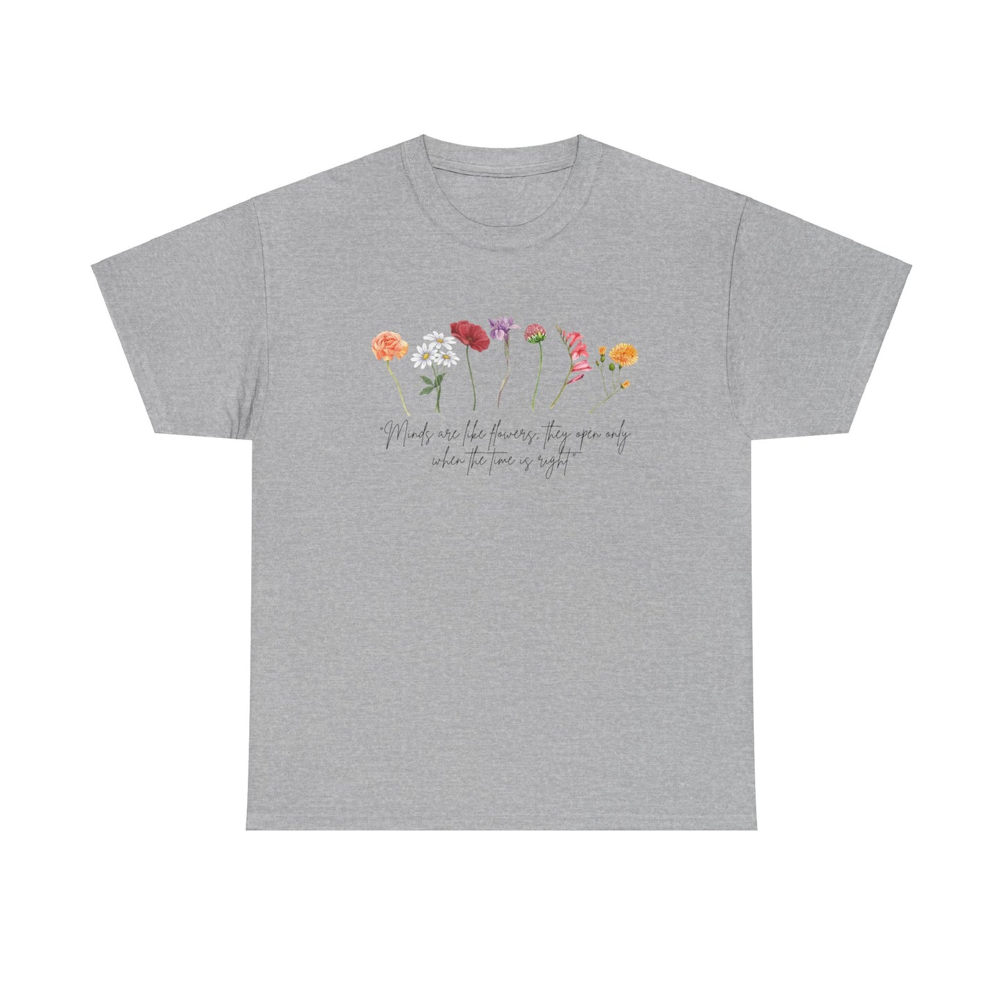 Dainty floral tee with inspirational quote - Cotton T-shirt - Watercolor flowers