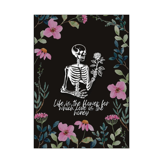 Vintage Floral Skeleton Trendy love quote Wall Art Quote Poster Halloween Decor goth floral wall art romantic Quote Art dark academia art