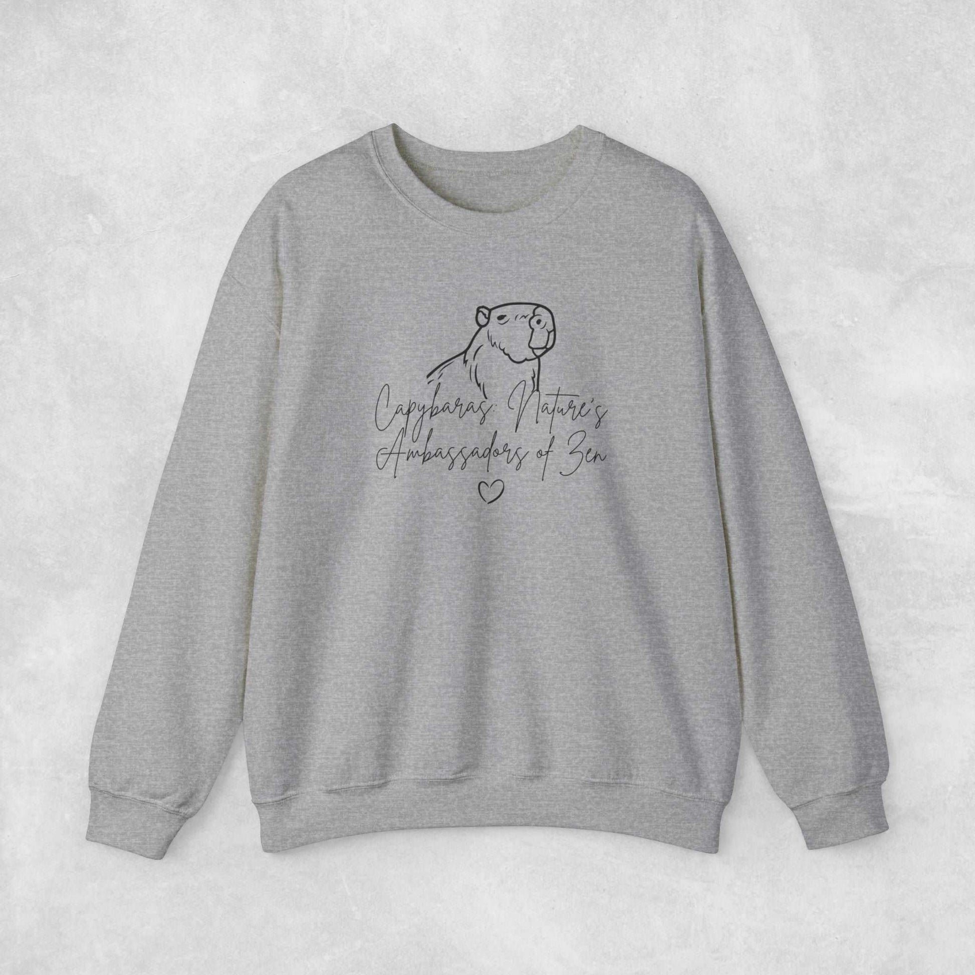 Capybaras: Nature's Ambassadors of Zen Crewneck Sweatshirt - Aurora Corner Shop