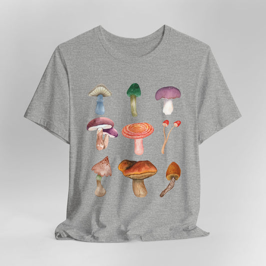 Watercolor Mushrooms tee Outdoorsy Shirt Nature Lover Gift - Aesthetic Clothing , cottagecore t shirt, Shroom Nature Lover Shirt Nature tee