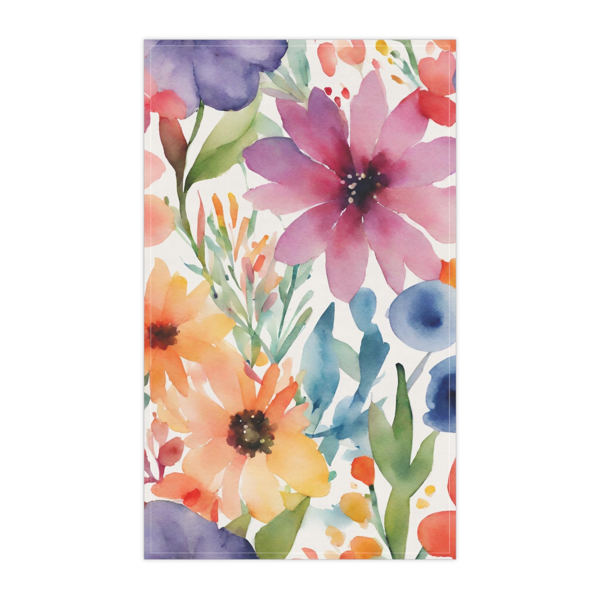 Floral Watercolor Kitchen Towel - Colorful Flower Kitchen Towel - Aurora Corner Shop