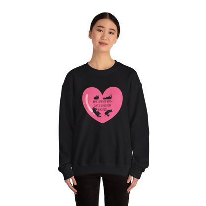 Time with spend with cats Crewneck Sweatshirt with heart design