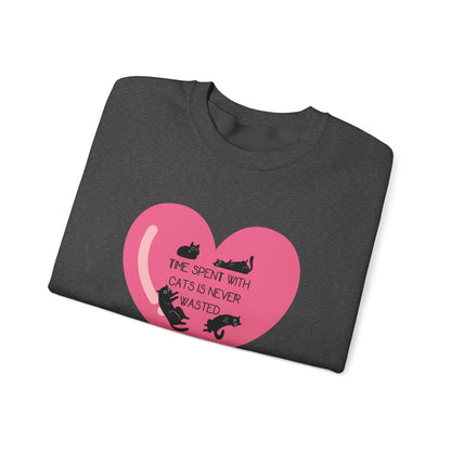 Time with spend with cats Crewneck Sweatshirt with heart design