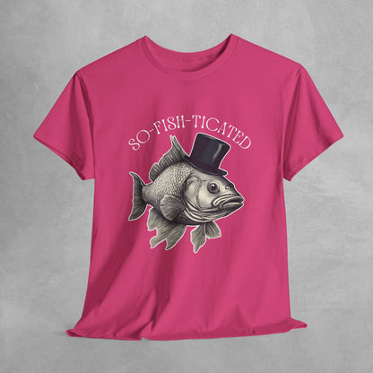 So-Fish-Ticated Funny fishing pun tshirt Funny Meme TShirt Retro Fisher T Shirt, Fisher Gear, Fish Graphic Shirt, humor Unisex Cotton Shirt