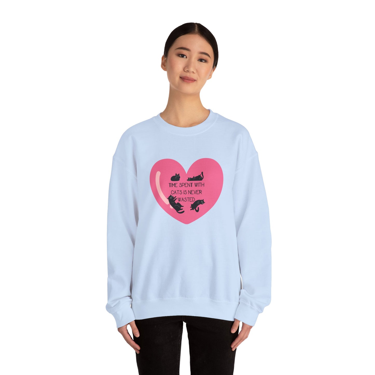 Time with spend with cats Crewneck Sweatshirt with heart design