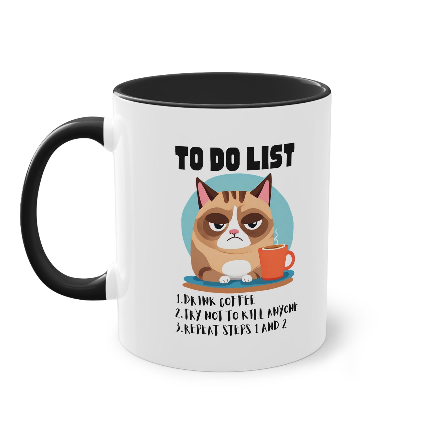 Kittys To do List - Two-Tone Coffee Mug - Cat mug