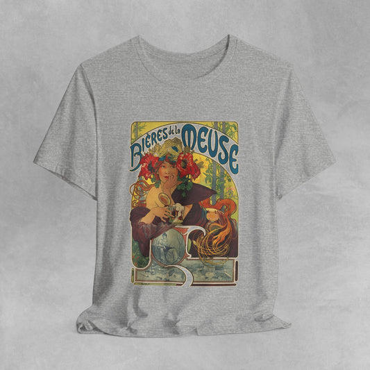 Vintage French Art Nouveau t shirt Vintage advertisement Design Unisex Organic Cotton T-Shirt with Alphonse Mucha Art, Art Nouveau tee