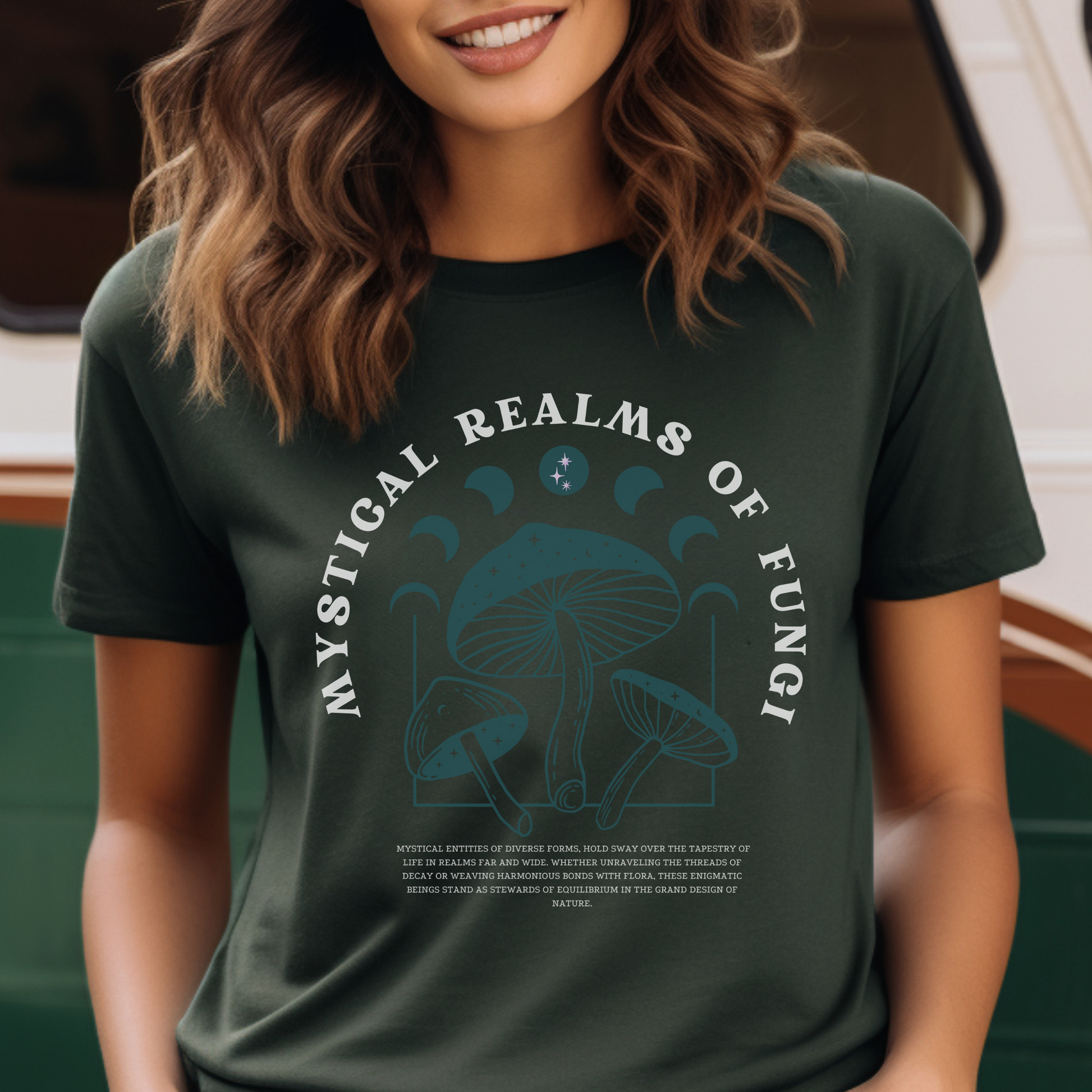 Mystical Realms of the fungi Unisex Heavy Cotton Tee - Mushroom t-shirt - Aurora Corner Shop