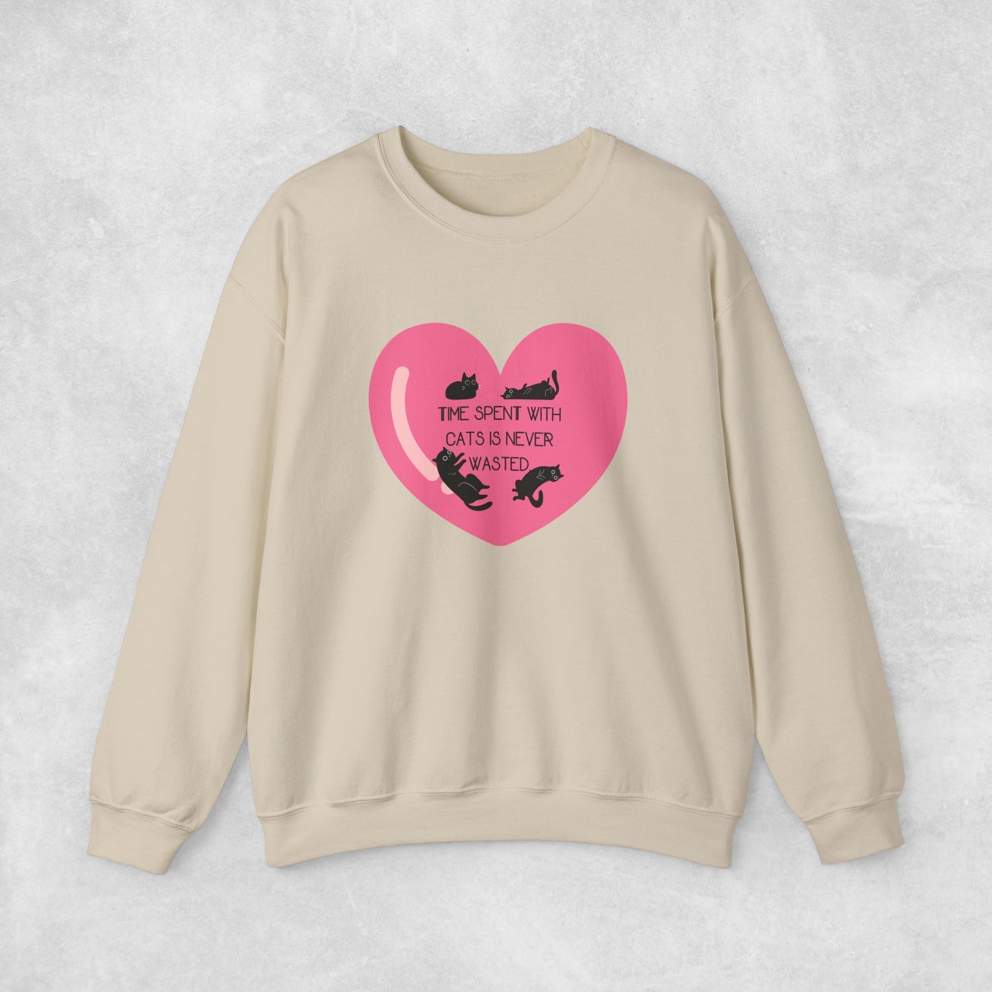 Time with spend with cats Crewneck Sweatshirt with heart design