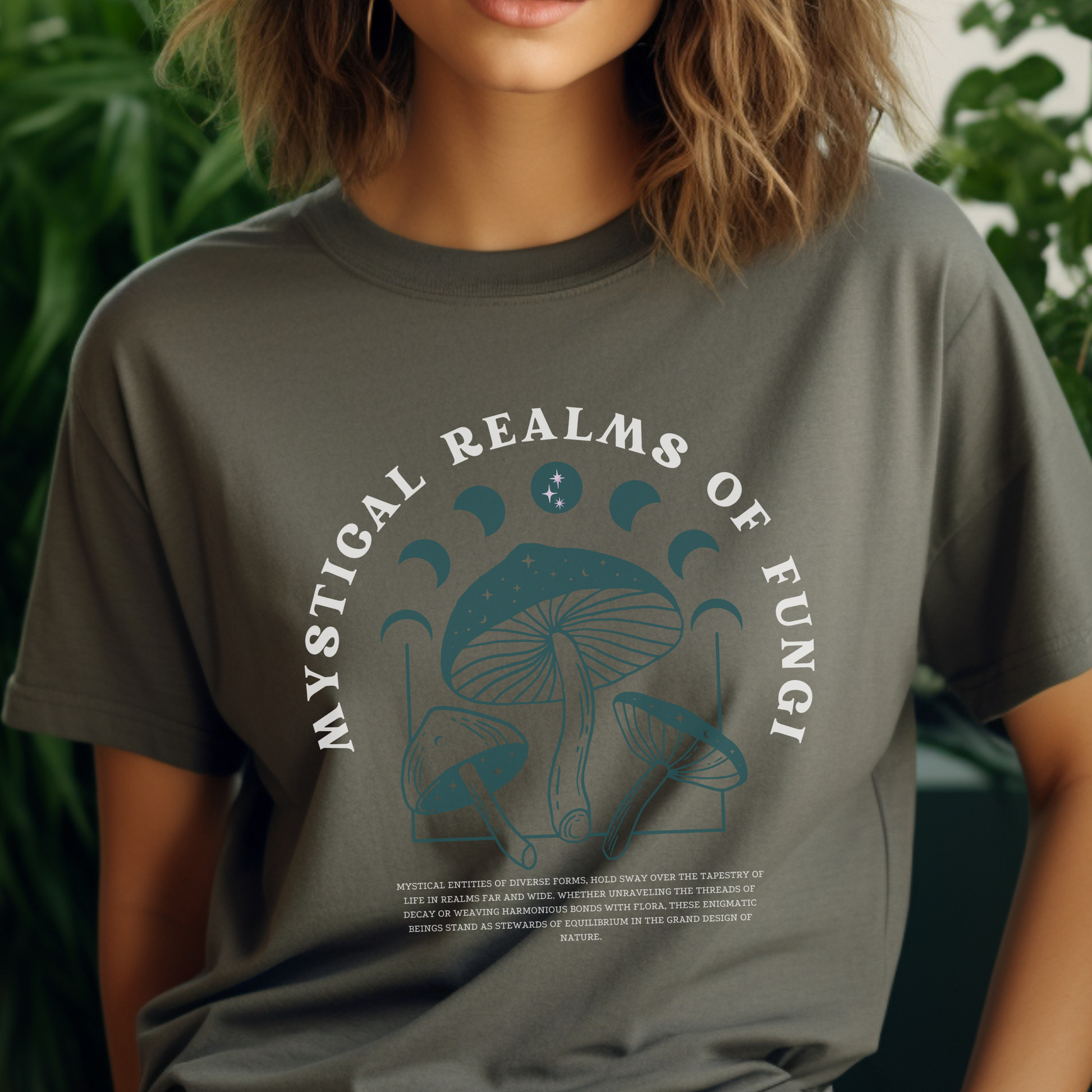 Mystical Realms of the fungi Unisex Heavy Cotton Tee - Mushroom t-shirt - Aurora Corner Shop