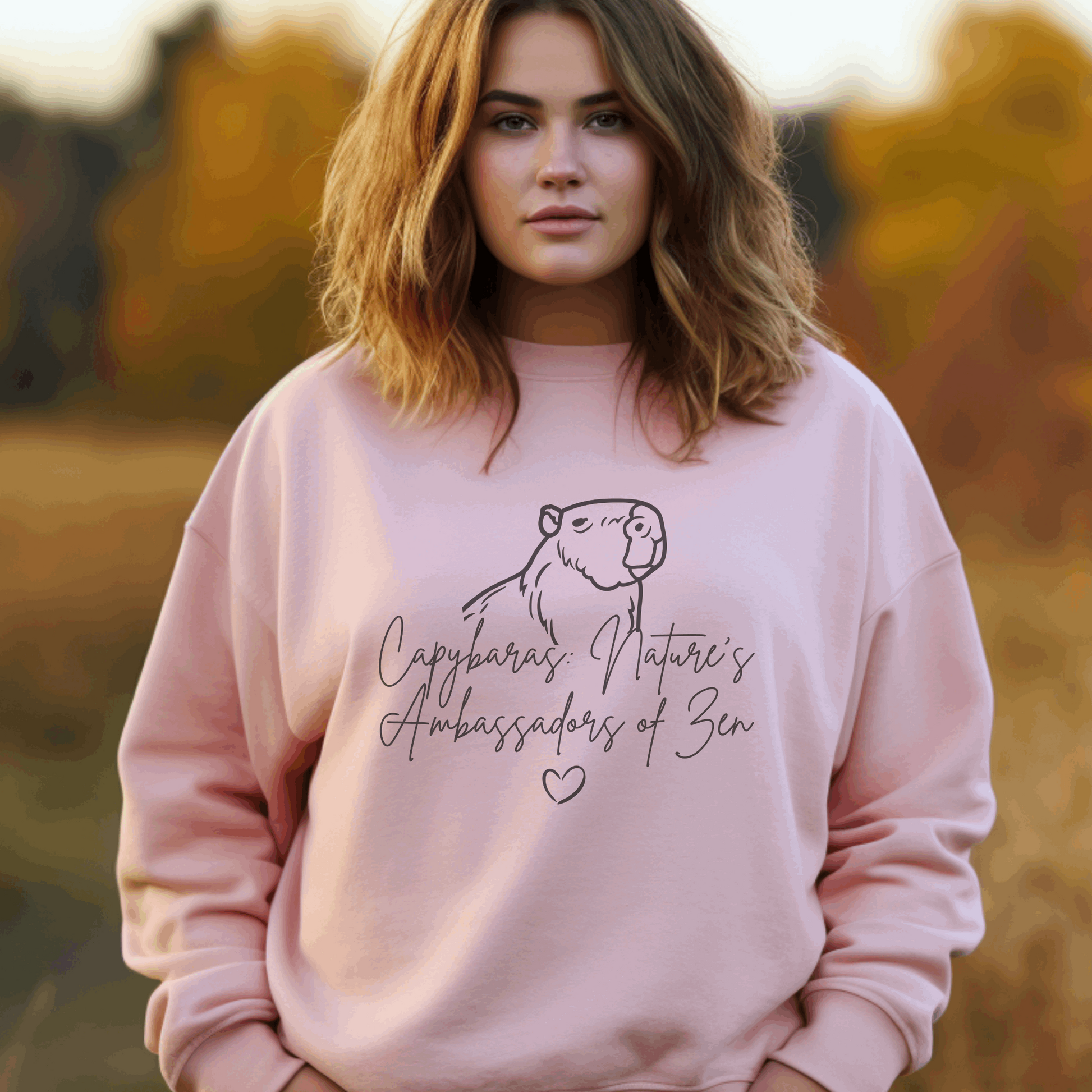 Capybaras: Nature's Ambassadors of Zen Crewneck Sweatshirt - Aurora Corner Shop