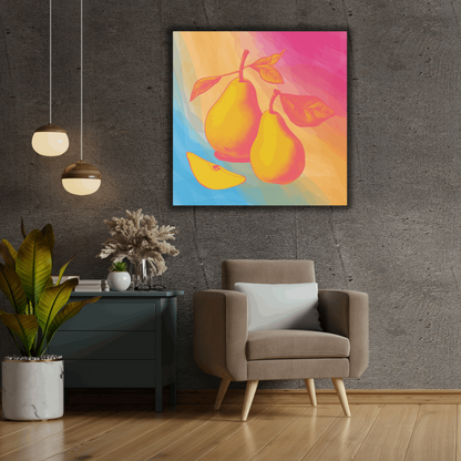 Color splash Pear Matte Canvas - fruit wall art - Aurora Corner Shop