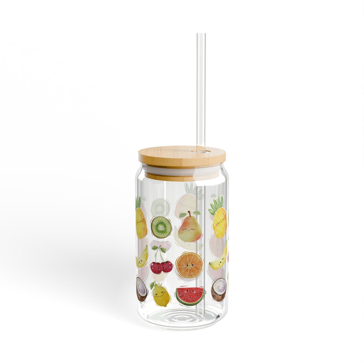 Cute Fruit Glass Cup 16oz With Lid And Straw Trendy Glass Tumbler Iced Coffee Cup Glass Coffee Cup Tumbler, Water Glass Gift For Best Friend