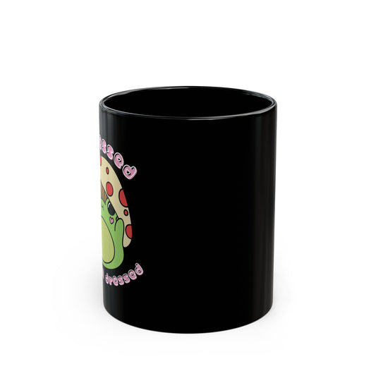 Stressed but well dressed cute frog mug - Black Mug - funny mug - meme mug - funny gift - cute gift idea