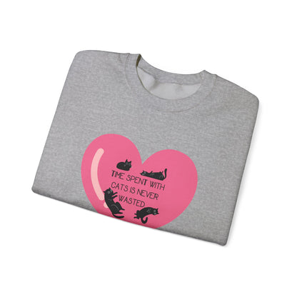 Time with spend with cats Crewneck Sweatshirt with heart design