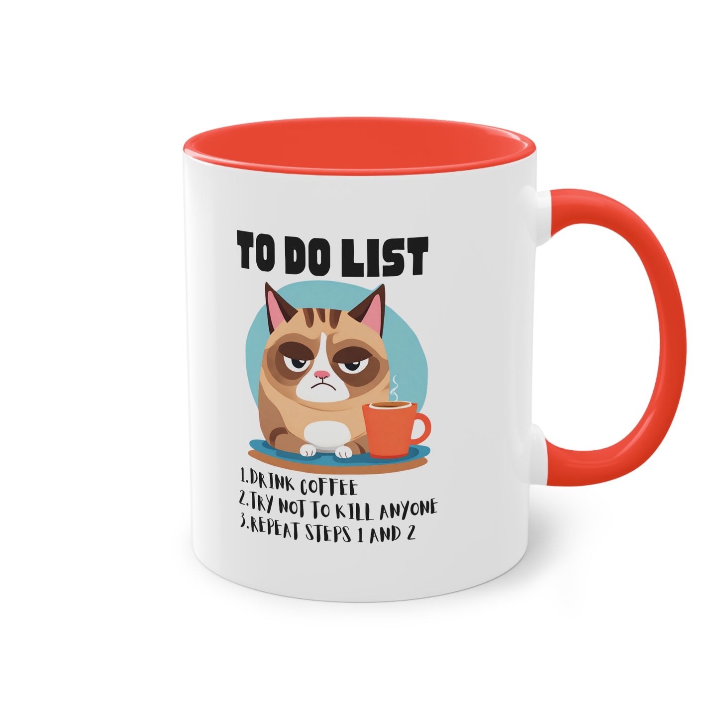 Kittys To do List - Two-Tone Coffee Mug - Cat mug