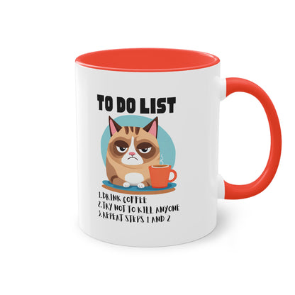 Kittys To do List - Two-Tone Coffee Mug - Cat mug