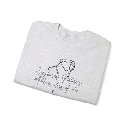 Capybaras: Nature's Ambassadors of Zen Crewneck Sweatshirt - Aurora Corner Shop