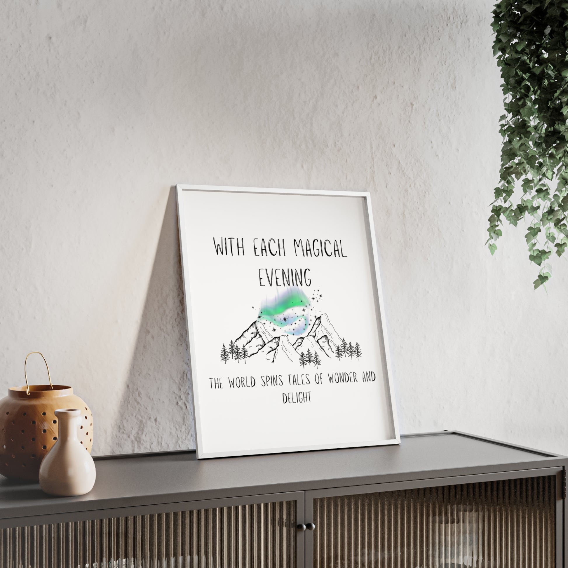 Magical Aurora Borealis Poster with Wooden Frame - Aurora Corner Shop