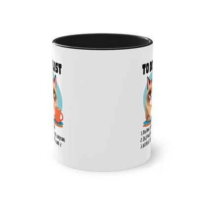 Kittys To do List - Two-Tone Coffee Mug - Cat mug
