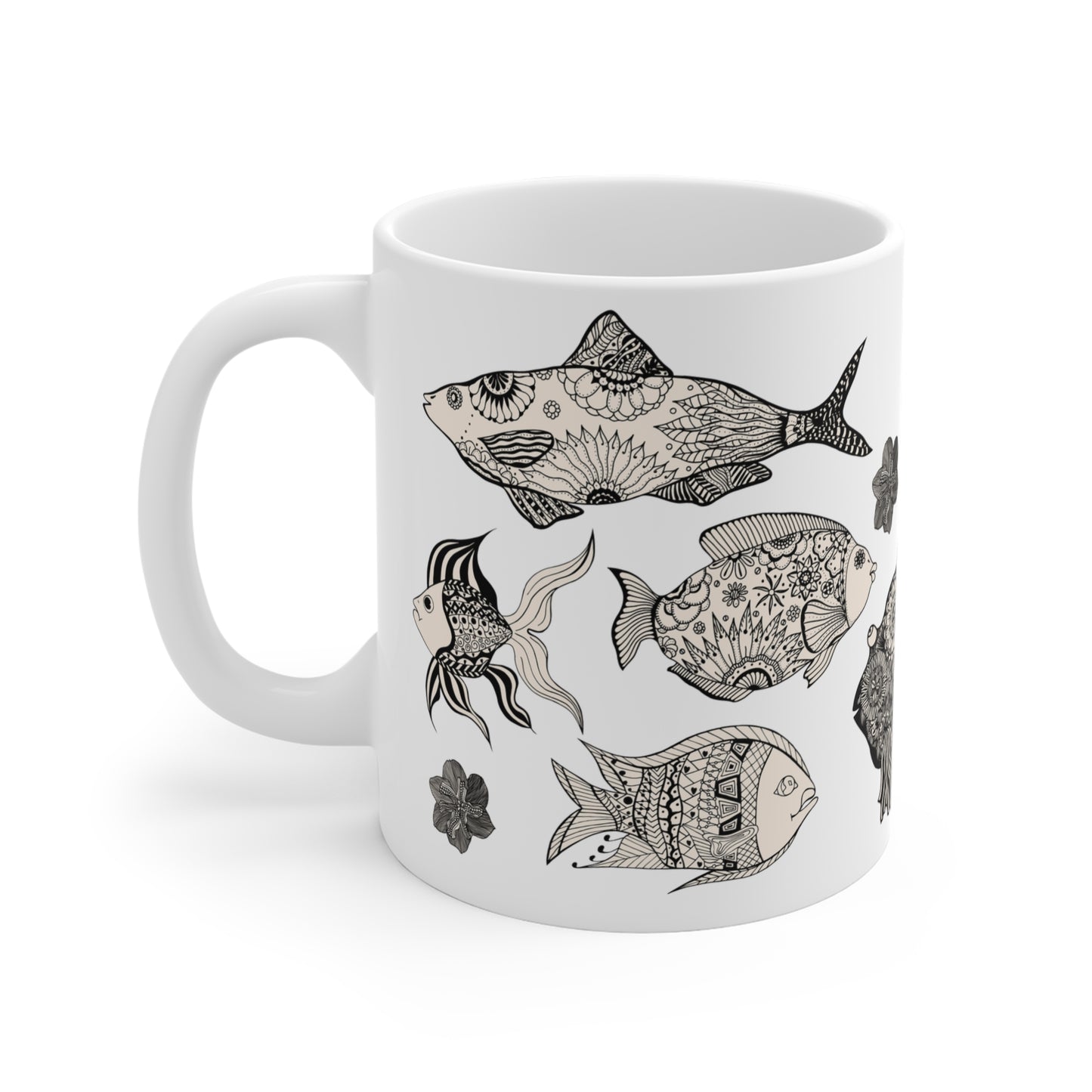 Fish Mug - Ceramic Ocean Fish Art, Angling Fly Fishing Coffee Cup, Ocean Fish Decor, Father's Day Gift, Fish Themed Nature Mug, Fishing Gift