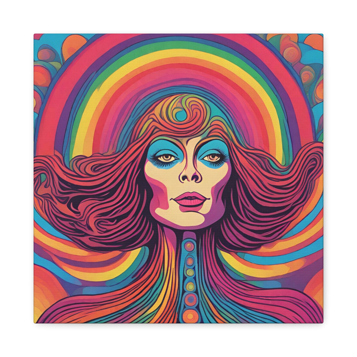 Psychedelic Boho Woman Canvas Art - Celebrate Bohemian Elegance - Matte Canvas wall art