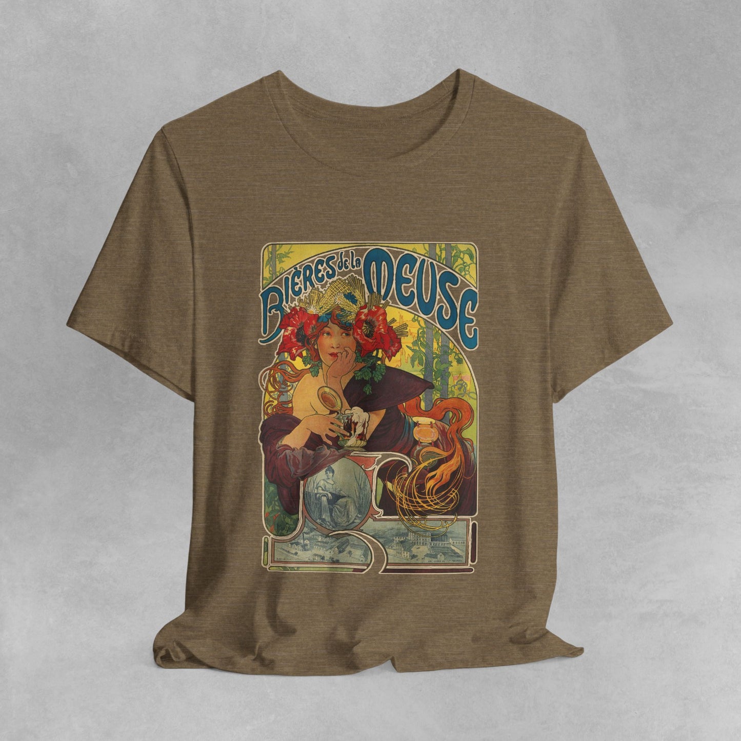 Vintage French Art Nouveau t shirt Vintage advertisement Design Unisex Organic Cotton T-Shirt with Alphonse Mucha Art, Art Nouveau tee