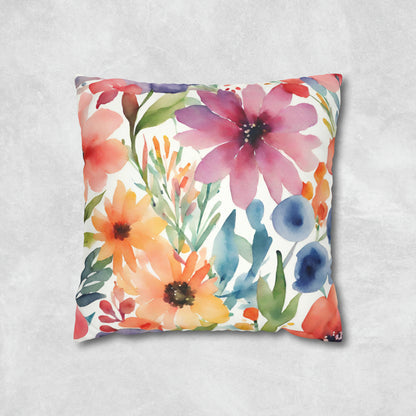 Floral Watercolor Square Pillow Case - Flower Pillow Case - Aurora Corner Shop