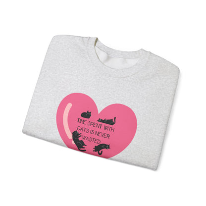 Time with spend with cats Crewneck Sweatshirt with heart design