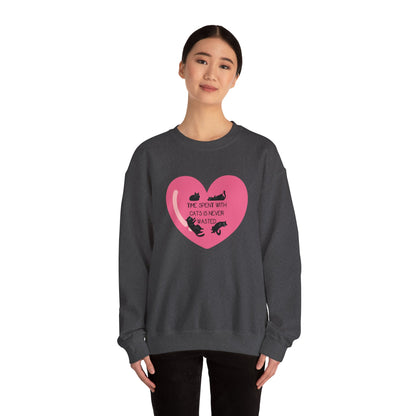 Time with spend with cats Crewneck Sweatshirt with heart design