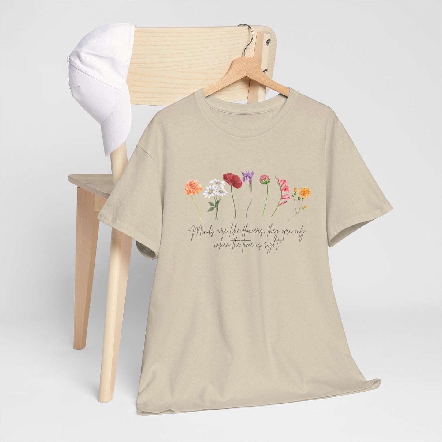 Dainty floral tee with inspirational quote - Cotton T-shirt - Watercolor flowers