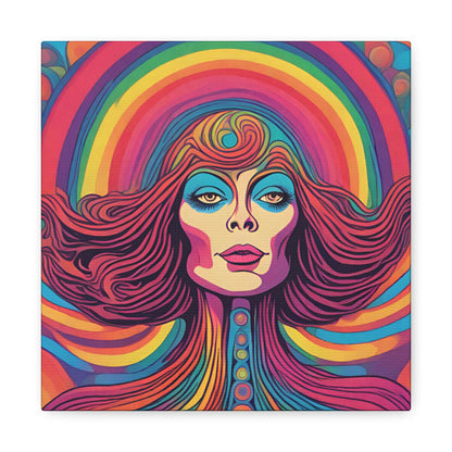 Psychedelic Boho Woman Canvas Art - Celebrate Bohemian Elegance - Matte Canvas wall art