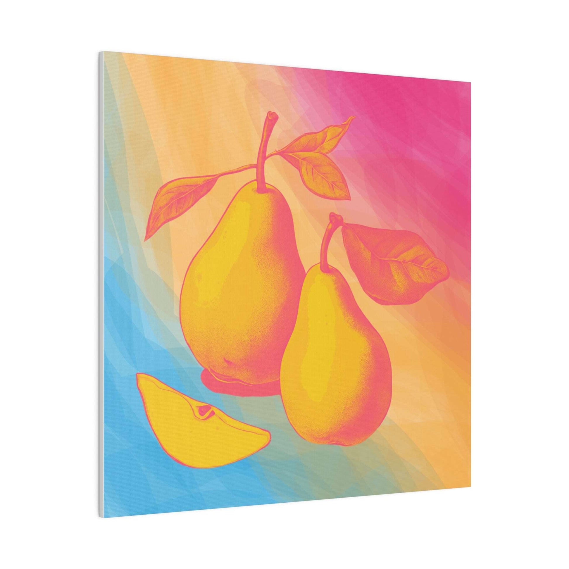 Color splash Pear Matte Canvas - fruit wall art - Aurora Corner Shop