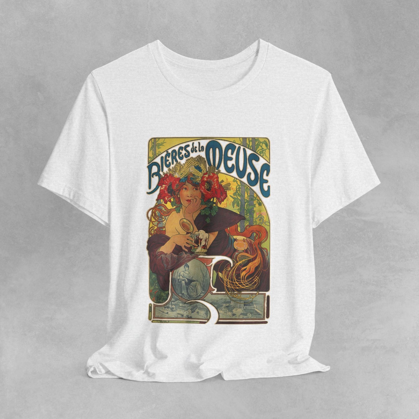 Vintage French Art Nouveau t shirt Vintage advertisement Design Unisex Organic Cotton T-Shirt with Alphonse Mucha Art, Art Nouveau tee