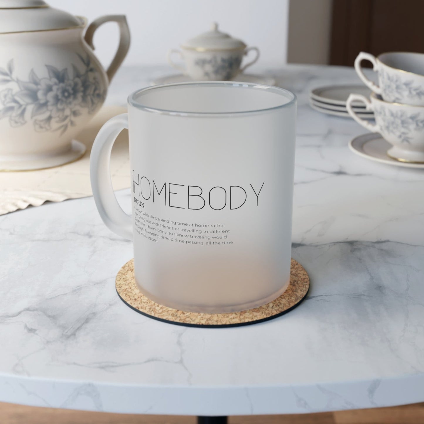 Homebody Frosted Glass Mug - Minimalist glass mug - Aurora Corner Shop