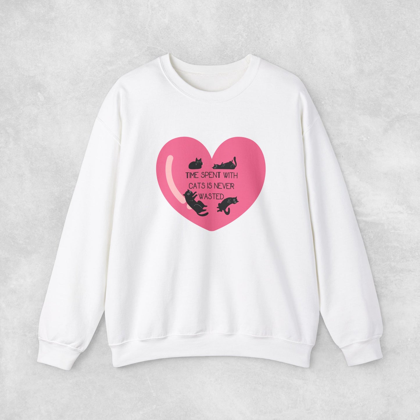 Time with spend with cats Crewneck Sweatshirt with heart design