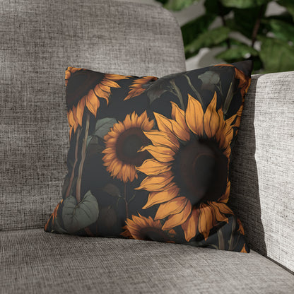 Moody Sunflowers - Dark florals Pillow Case - Aurora Corner Shop