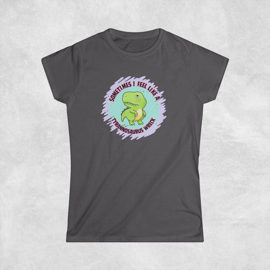 Tyrannosaurus Wreck Womens Tee, Graphic tees for women, Novelty t shirts women, cute funny shirt for girls, cute dino shirt, T-Rex t-shirt