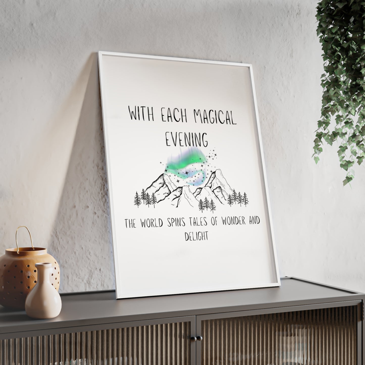 Magical Aurora Borealis Poster with Wooden Frame - Aurora Corner Shop