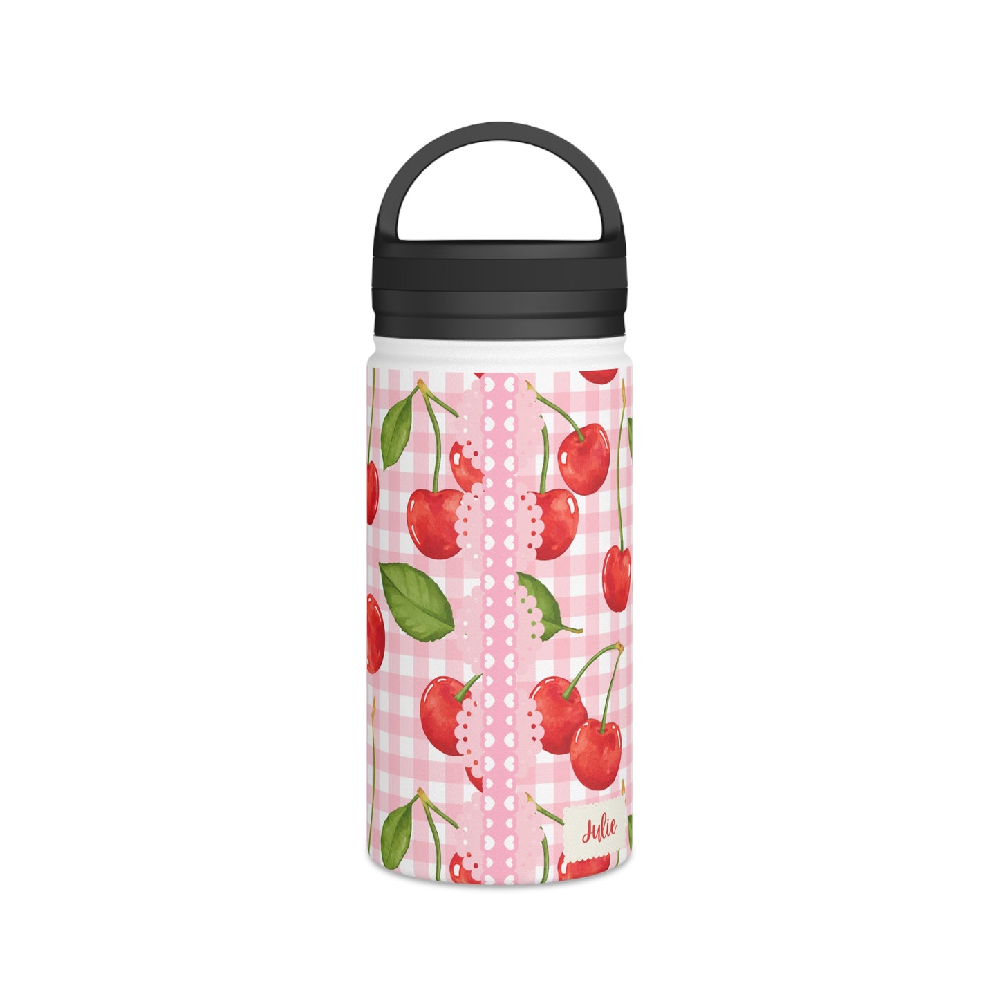 Cute Cherry Stainless Steel Water Bottle - Cherries tumbler - Pink waterbottle