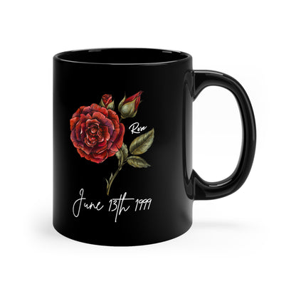 Moody Custom Birth Flower Mug for her,  Personalised gift mug, Personalized Floral Birthday Gift for Her - 30th, 40th, 50th, Milestone Gift